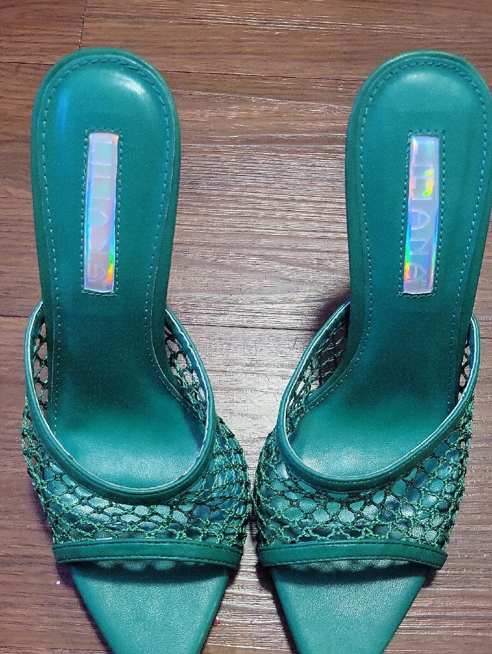 Liliana Teal Open-Toe Woven Slip-On Mules